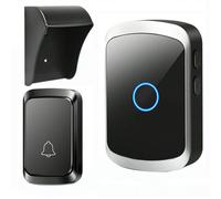1 kit de sonnette sans fil avec couvercle anti-pluie, carillon longue portée et volume élevé, 60 mélodies et 5 niveaux de volume, rappel pour le salon/jardin, alimenté par 3 piles AAA/USB (piles non i