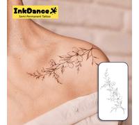 1 Kit de tatouages à technologie révolutionnaire, tatouages semi-permanents, fleurs, tatouages temporaires, longue durée, faux tatouages, résistants à l'eau, look de tatouage authentique, à base de pl