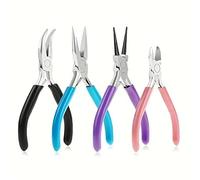 1 kit d'outils de pince à bijoux avec coupe-fil et pince à bec courbé - Indispensable pour les bijoux et les emballages de ligne d'approvisionnement, bleu