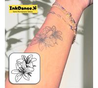 1 Kit "Hibiscus Détaillé" Tatouages de Technologie Révolutionnaire, Tatouages Semi-Permanents, Fleur, Tatouages Temporaires, Longue Durée, Faux Tatouages pour Femmes, Résistants à l'Eau, Look de Tatou