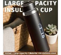 1 L/33,81 oz Bouteille d'eau thermique gardant l'eau froide et chaude. Bouteille pour eau, thé, café. Bouteille sous vide en acier inoxydable pouvant être utilisée comme tasse à eau. Idéal pour la ren