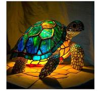 1 lampe de table animale en résine colorée rétro tortue avec connexion USB lampe de chevet veilleuse décorative .