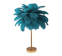 1 Lampe de Table en Plumes, LED à Abat-Jour en Fausses, lumière d'ambiance décorative avec, veilleuse Chevet pour la Maison, décoration de Mariage pour Chambre de Filles (Blue)