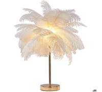 1 lampe de table plume d'autruche blanche, abat-jour élégant et luxe, veilleuse rechargeable pour salon et chambre .