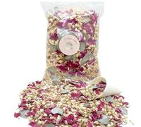 1 Litre Confettis Mariage Blanc Ivoire Rose Vert Sauge Fleurs séchées en Vrac, Jasmin, Feuille d'Eucalyptus et Pivoine | Décoration Champêtre - Petales a Jeter Mariage - France (Multicolore)