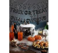 1 lot de bannière « Happy Halloween », guirlande avec motifs tête de mort et toile d'araignée, décoration de fond de fête à suspendre, décoration de fond effrayante pour fête sur le thème d'Halloween