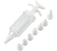 1 lot de douilles blanches avec seringue, 8 pièces en plastique pour pâtisserie, glaçage, pâtisserie, outils de décoration pour cupcakes, gâteaux