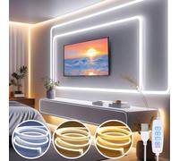 1 m/2 m/3 mètres/4 m/5 m Bande lumineuse décorative LED Néon, éclairage d'ambiance à 3 températures de couleur avec variateur et interrupteur, éclairage de remplissage pour diffusion en direct, miroir