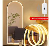1 m/2 m/3 mètres/4 m/5 m Bande lumineuse flexible LED au néon, éclairage décoratif, alimentation USB, variateur tactile, pour chambre à coucher, salon, vitrine, éclairage de miroir de salle de bain 1m