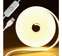 1 m/2 m/3 mètres/4 m/5 m Bande lumineuse flexible LED au néon, éclairage décoratif, lampe à variateur d'intensité alimentée par USB, pour chambre à coucher, salon, vitrine, éclairage de miroir de sall