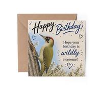 1 magnifique carte de vœux d'anniversaire avec pic vert - Cadeau idéal pour les amoureux des animaux sauvages #72546