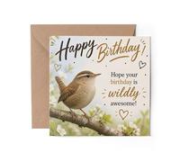 1 magnifique carte de vœux d'anniversaire en forme de Wren Bird - Cadeau idéal pour les amoureux des animaux sauvages #72528