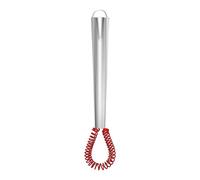 1 mini fouet en acier inoxydable résistant à la chaleur en silicone - Petit fouet à œufs manuel - Mélangeur à spirale à ressort - Pour cuisine, café, sauce, lait, pâtisserie, battement