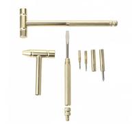 1 mini marteau en laiton doré avec tournevis, outils à main, marteau de bijoutier multifonction 6 en 1 pour réparation de téléphones portables, ordinateurs portables, montres, lunettes, petite taille