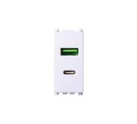 1 module prise chargeur USB C + USB A 5 V 3,1 A, compatible avec Vimar Arké, couleur blanche