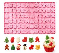 1 moule en silicone de Noël, bonhomme de pain d'épices, arbre de Noël, Père Noël, chaussette de Noël, bonhomme de neige et cloche, mini moule en silicone pour bonbons, biscuits, gelée, friandises pour