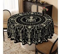 1 nappe de 150 cm, nappe à motif squelette inspirée d'Halloween. Parfaite pour les tables à manger, les tables de cuisine et les décorations de table de fête, convient pour une utilisation en