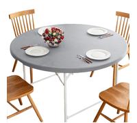 1 nappe ronde en vinyle élastique, imperméable et ajustée, pour tables de 114 à 124 cm, usage intérieur/extérieur .