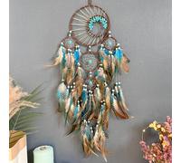 1 ornement suspendu, attrape-rêves arbre de vie turquoise, ornement suspendu décoratif mural à plumes colorées, décoration de maison, de pièce, de mur Taille UniquePlume de poule
