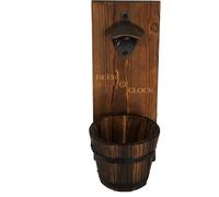 1 Ouvre-Bouteille Mural Rustique en Pin, Décapsuleur Alliage de Zinc avec Seau en Bois Amovible pour ACCESSOIRES FABRICATION MAISON
