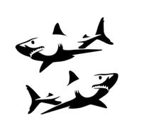 1 paire 20 x 9 cm Silhouette de requin Autocollant pour voiture Autocollant en vinyle imperméable pour voiture camion cargo bateau mur ordinateur portable, accessoire décoratif extérieur | # AZ300