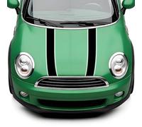 1 Paire d'Autocollants De Capot Cool Racing Stripes, Décalcomanie de Capot de Voiture En Vinyle Imperméable Accessoires Auto pour Mini Cooper R56 R55 R53 R50 R60 F56 F55 F54 F60, Noir/Blanc