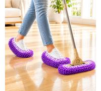 1 paire de chaussons serpillères pour nettoyage de sol pour usage domestique, coussinets de nettoyage de sol pour le nettoyage du carrelage, couvre-chaussures, violet