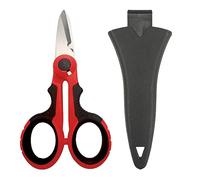 1 paire de ciseaux d'électricien avec housse de protection, coupe-câble en fibre antidérapante, ciseaux de ligne de pêche pour la coupe de pêche, tresse de fil (rouge)