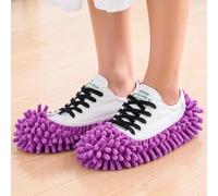 1 paire de couvre-chaussures en microfibre - Chaussons de nettoyage réutilisables violets, lavables en machine, séchage rapide, doublure intérieure confortable, pas de pliage nécessaire pour un