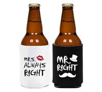 1 paire de manchons isothermes en néoprène noir et blanc pour canettes de bière, boissons, boissons, bouteilles, soda, pour pique-nique, camping