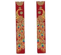 1 paire de panneaux de porte Happy Diwali 180 x 30, 5 cm, bannière paon, décorations porche à suspendre vibrantes pour la maison, fournitures fête festive Diwali
