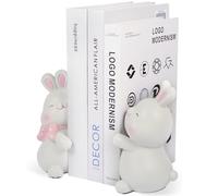 1 paire de serre-livres décoratifs, serre-livres en résine de lapin mignon 6, 5x4, 3x3, 2 pouces pour d'enfants, mignons avec base antidérapante pour la décoration chambre