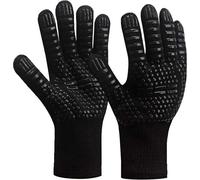 1 Paire Gants de Barbecue antidérapants pour four, cuisson - Résistants à la Chaleur, gants de cheminée jusqu'à 800°C - Noir