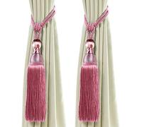 1 Paire Rideau Embrasse Rubans, d'embrasses de Rideau à Pompons, Rideau Corde Retenue pour la décoration de Rideau-Rose