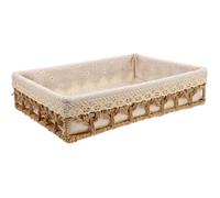 1 panier de rangement en osier rectangulaire 35x25x8 cm avec doublure intégrée pour salon chambre bureau .
