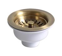 1 panier de vidange pour évier de cuisine, 114 mm, tuyau de vidange du filtre à eau, en acier inoxydable, convient aux éviers d'un diamètre d'ouverture de 83 à 90 mm, or et blanc