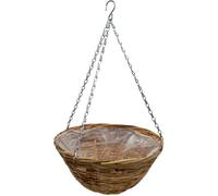 1 Panier suspendu osier, diamètre 35 cm, chaîne métal 45 cm, doublure film, décoration intérieur extérieur .
