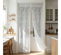 1 Panneau Noren Rideau de Porte Long Style Japonais, Rideau en Dentelle Maillée Feuilles pour Salon, Balcon, Kiosque, Rideaux Extérieurs, Rideau à Tête à Poche pour Tringle 1 pièce 100 cm x 160 cm,1 p