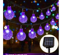 1 paquet 100/50/20 LED Guirlande lumineuse solaire à boule de cristal, Lumières solaires d'extérieur, 8 modes d'éclairage Lumières de jardin solaires étanches pour patio, porche, mariage, décoration d