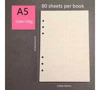 1 paquet 80 feuilles/160 pages de papier de recharge à pointillés, papier de cahier à feuilles mobiles épais 100g crème à pointillés, disponible en 3 tailles : A6 (6 trous, 105*170mm/4,13*6,69in), A5 