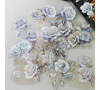 1 paquet de 20 feuilles de stickers vintage et rêveurs série rose cadeau, marquage à chaud plantes et fleurs, stickers de rentrée scolaire, fournitures de scrapbooking, stickers amusants, stickers pou