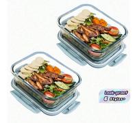 1 paquet de boîtes de conservation alimentaire en verre, idéales pour la préparation des repas, boîte-repas hermétique avec couvercle verrouillable anti-fuite, compatible micro-ondes, four, congélateu