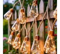1 paquet de lumières de corde de boule de chanvre solaire extérieure, lumières de décoration de festival extérieur, 8 modes clignotants, capteurs de détection de lumière intelligents, convient pour la