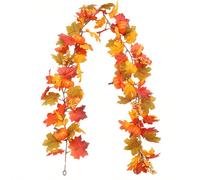 1 paquet Décoration de Couronne d'Automne, Couronne de Citrouille Orange avec Feuille d'Érable et Baies, Convient pour le Manteau de Cheminée, la Cheminée, le Porche de la Maison Intérieur et Extérieu
