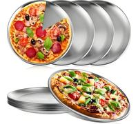 1 par paquet/3 par paquet, Plaques à pizza en acier inoxydable, Moules à pizza, Moules à cuisson ronds, Tailles variées, Moules à pizza antiadhésifs, Plats de cuisson ronds peu profonds à bord étroit,