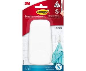 1 Patère Blanc nacré 3M Command¿ avec languettes résistantes à l'eau, 2 languettes, 3,4 kg