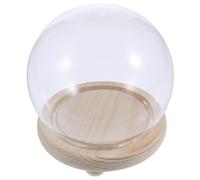 1 Pc Couvercle en Verre Sphérique Assiette à Fromage De Couverture en Verre De Fleur Piètement Rond en Bois Cloche en Verre Chiffre Couvercle en Verre Borosilicaté Nourriture