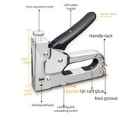 1 PC, Ensemble d'agrafeuse 3-en-1 robuste, pistolet à clous manuel 3-en-1 pour le travail du bois, en forme de U / T / Porte, livré avec 300 ou 600 agrafes, convient pour fixer les matériaux dans les 