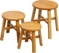 1 pc Tabouret en bambou bois chaise de pêche Footstool chaussures de ménage changer rond Footstool Low tabouret table de thé canapé tabouret - S