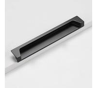 1 Pce Poignée de Placard Noire Encastrée, Longueur 202mm, Longueur 202mm | Poignée encastrée rectangulaire , visserie incluse, finition noir élégant pour meuble